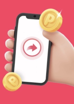 Mão segurando celular com moedas